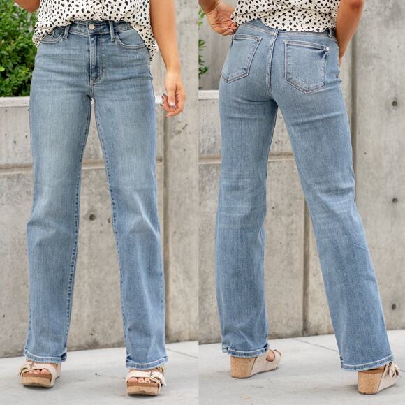 Judy Blue High Waist Wide Leg Jeans Distressed Vintage Wash size 18W - Picture 16 of 16